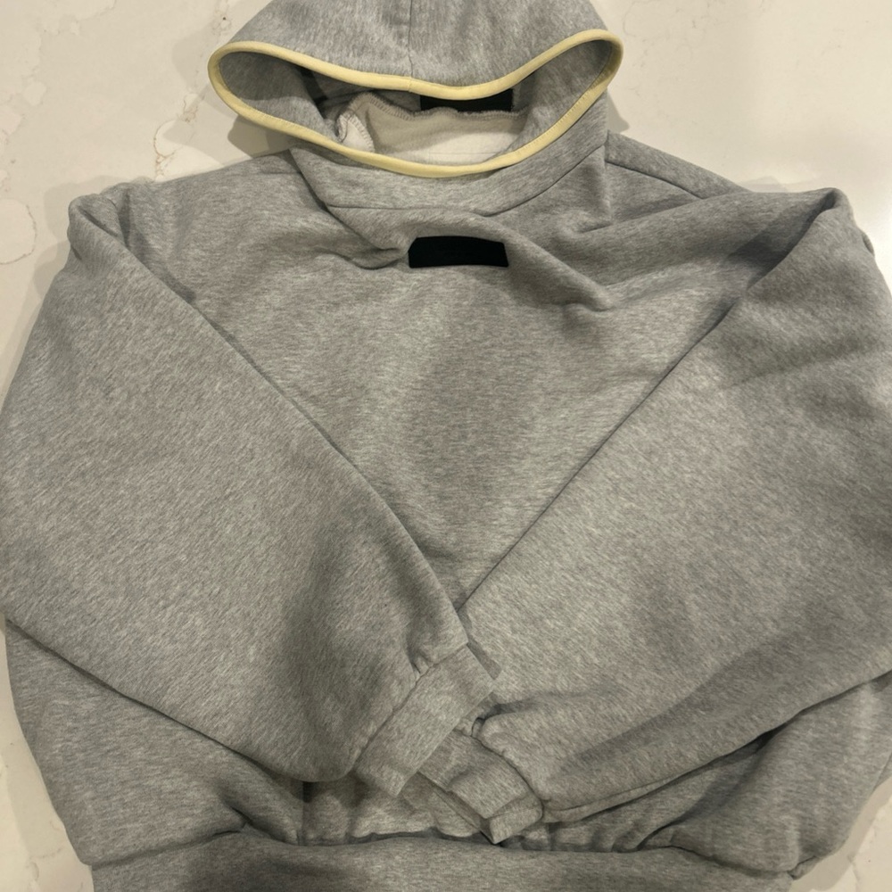 Essentials Gray Hoodie with Baby Yellow Trim